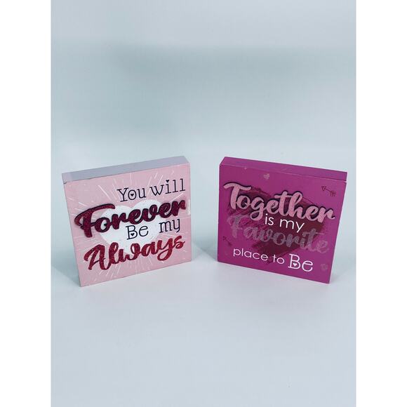 Love Saying wood square Decor Set of 2 - Picture 1 of 2